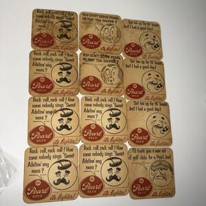 Vintage Pearl Beer Paperboard Coasters Set Of 12